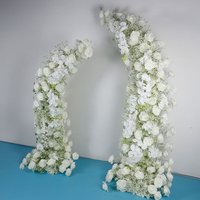 Aperturee Set of 2 White Rose Wedding Ceremony Moon Archway, 5.2 ft / 6.2 ft, 751 USD, artificial flower wall, S0D9204-S-Sea