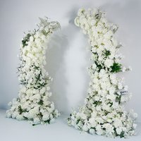 Aperturee Set of 2 White Flower Horn Arch Decor For Wedding, 5.2 ft / 6.2 ft, 803 USD, artificial flower wall, S0D9209-S-Sea