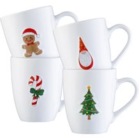 Belleek Living Christmas Motif Embossed Mugs Set of 4