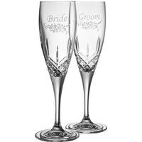 Galway Crystal Floral Bride & Groom Flute Pair image 4