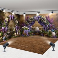 Aperturee Purple Floral Wreath Easter Backdrop, Professional Spring Garden Studio Prop