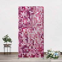Aperturee Pink Sequin Arch Backdrop Magenta Glitter Texture Photography Background for Party
