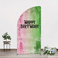 Aperturee Cherry Blossoms and Magic Castle Arch Backdrop Happy Birthday Princess Party Decoration