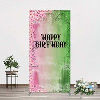 Aperturee Cherry Blossoms and Magic Castle Arch Backdrop Happy Birthday Princess Party Decoration