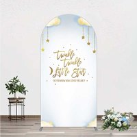 Aperturee Twinkle Twinkle Little Star Arch Backdrop Gold Moon and Clouds Baby Shower Decoration
