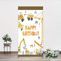 Aperturee Construction Arch Backdrop, Happy Birthday Vehicles Truck Crane Party Supplies Studio