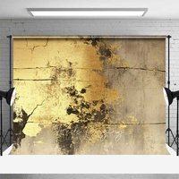Aperturee Distressed Grunge Wall and Gold Foil Backdrop, Vintage Crack Texture Photography Background, Modern Decor Shoot