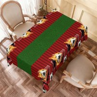 Aperturee Soccer Field Flaming Ball Rectangle Tablecloth, Green Grass Boys Birthday Party Table Cover