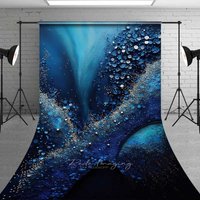 Aperturee Deep Blue Ocean Galaxy Abstract Backdrop, Glowing Bubbles and Dots Photography Background for Studio