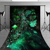 Aperturee Emerald Green and Gold Fluid Art Backdrop, Abstract Geode Fragments Photography Background for Art