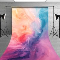 Aperturee Pastel Abstract Smoke Texture Backdrop, Peach Pink and Blue Gradient Photography Background for Fine Art