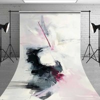 Aperturee Abstract Black and White Paint Backdrop, Minimalist Grey and Pink Art Photography Background for Portrait Studio