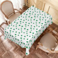 Aperturee St Patricks Day Rectangle Tablecloth, Green Shamrocks Lucky Clovers Pattern, Studio Event Photography Props