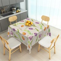 Aperturee Watercolor Spring Tulip Floral Rectangle Tablecloth, Professional High-Res Botanical Cover