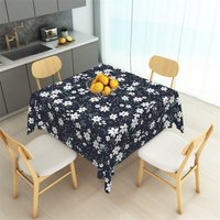 Aperturee Midnight Daisy Floral Rectangle Tablecloth, Dark Floral Pattern Table Cover, Professional Floral Studio Prop