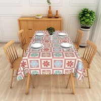 Aperturee Pastel Geometric Floral Rectangle Tablecloth Soft Flower Square Table Cover Studio Prop