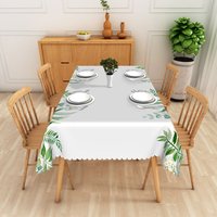 Aperturee Watercolor Eucalyptus Border Rectangle Tablecloth Tropical Green Leaf Table Cover Prop