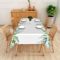 Aperturee Watercolor Herbal Garden Rectangle Tablecloth Mixed Green Leaves Professional Studio Prop