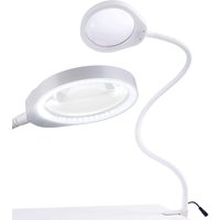 Loeplamp vergrootglas met LED verlichting en tafelklem - wit