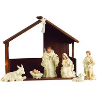 Belleek Pottery (Ireland) Classic Nativity 8 Pc Set With Stable - With Box
