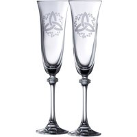 Galway Crystal Trinity Knot Shamrock Flute Pair