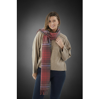 Pink and Grey Plaid Cashmere Scarf