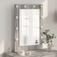 vidaXL Vanity Mirror with LED Strip Lights Grey Sonoma 70 x 50 x 18 cm
