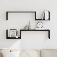 vidaXL Wall Shelf 2 pcs Black Oak 100 x 15 x 20 cm Engineered Wood