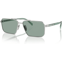 Prada Man Sunglass PR A57S - Frame color: Silver, Lens color: Petrol Green