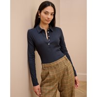 Brora Organic Cotton Ribbed Jersey Shirt Steel - Size: UK 8
