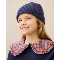 Brora Cashmere Ribbed Hat French navy - Size: 8-10 Y
