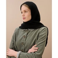 Brora Cashmere Ribbed Hooded Scarf Black