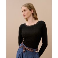 Brora Lace Trim Scoop Neck Black - Size: UK 8-10