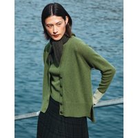 Brora Cashmere Contrast Cuff Cardigan - Size: UK 8-10