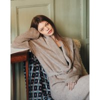 Brora Cashmere Ribbed Dressing Gown Ash - Size: UK 8-10