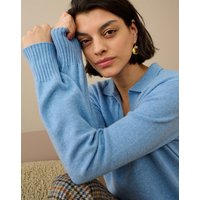 Brora Cashmere Collared Jumper Wedgewood - Size: UK 8