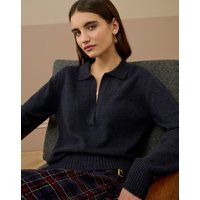 Brora Cashmere Collared Jumper Midnight - Size: UK 8