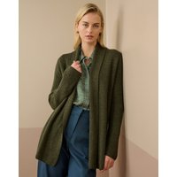 Brora Cashmere Shawl Ribbed Cardigan Sorrel - Size: UK 8-10