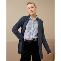 Brora Cashmere Shawl Ribbed Cardigan Steel - Size: UK 8-10