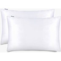 Silk Pillowcase Set Of 2 Natural Silk Fabric 22 Momme Mulberry Silk Made Wrinkle-Resistant Comfy White Standard(20"x26")