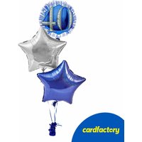 Blue & Silver 40th Birthday Inflated Balloon Arrangement