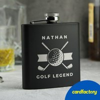 Personalised Golf Black Hip Flask