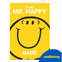 Personalised Birthday Card - Mr Men, Mr Happy, Any Name