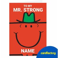 Personalised Birthday Card - Mr Men, Mr Strong, Any Name