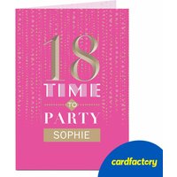 Personalised 18th Birthday Card - Time To Party Pink & Gold