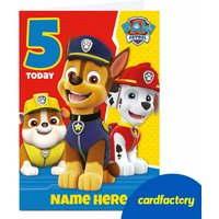 Personalised Paw Patrol Birthday Card | Featuring Chase, Marshall & Rubble | Custom Name | Quality Paper | Available in 2 Sizes | Perfect for Age 5