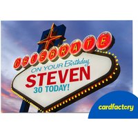 Personalised Las Vegas Birthday Card | Custom Name & Age | UV Gloss Finish | Quality Paper | Available in 2 Sizes | Perfect for Any Age