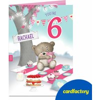 Personalised Hugs Bear Birthday Card | Pink Picnic Design | Custom Name & Age | Quality UV Gloss Finish | Available in 2 Sizes | Unique Gift