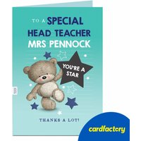 Personalised Thank You Card for Head Teacher | Custom Name Print | UV Gloss Finish | Quality FSC Board | Available in 2 Sizes | Perfect End-of-Year Gift