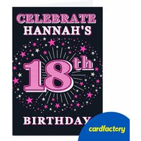 Personalised 18th Birthday Invitation - Pink Stars